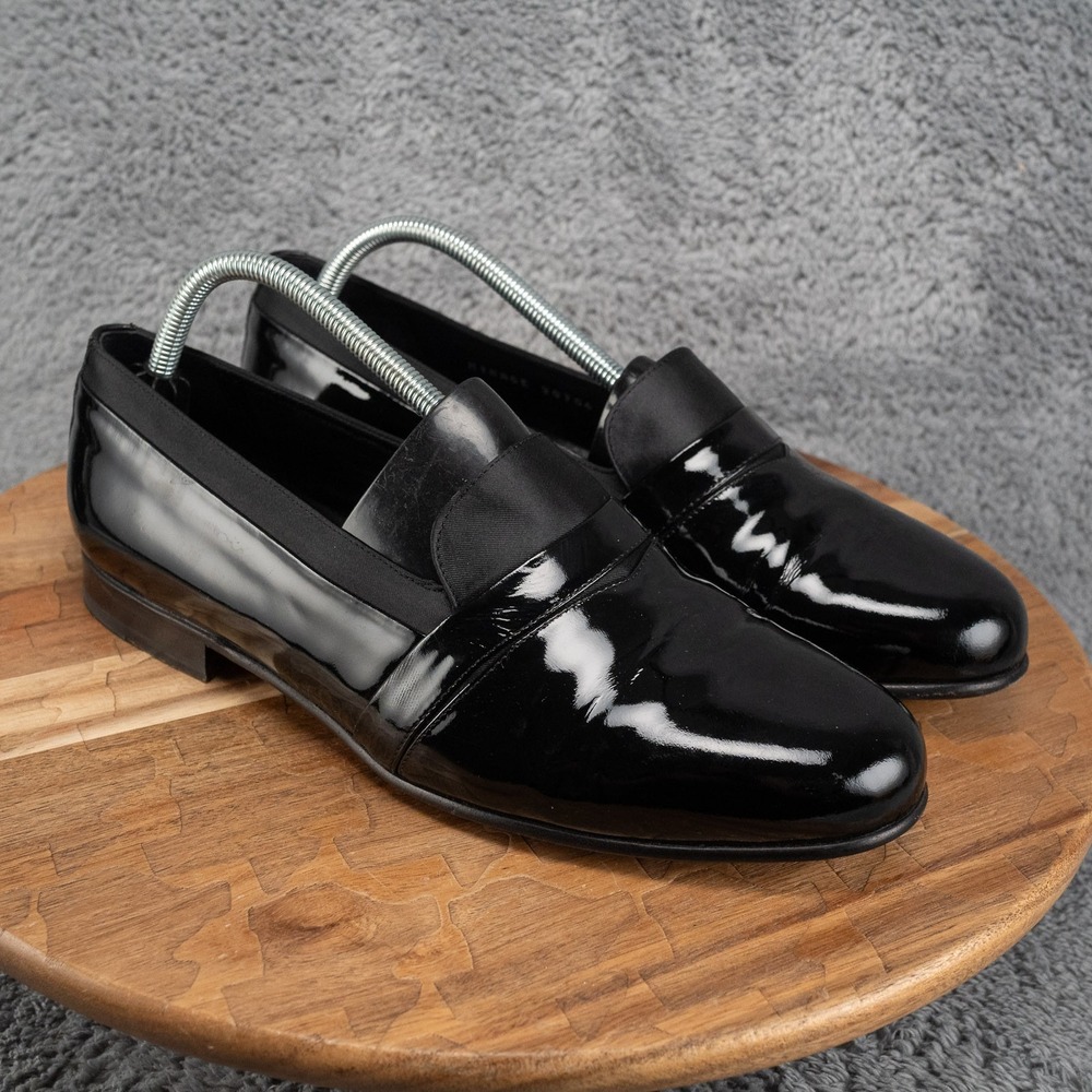 Mezlan Mirage Tuxedo Shoes Mens 10 W Black Good Patent Leather Loafers